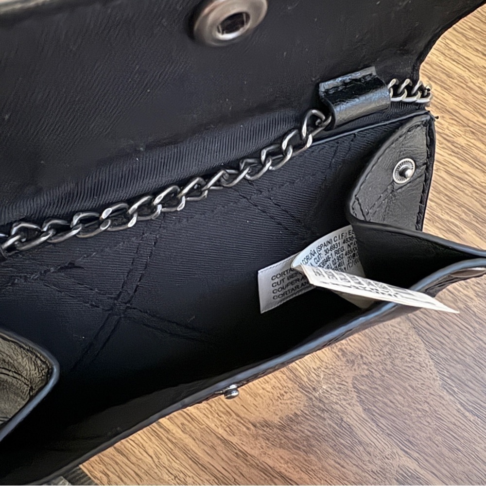 ❤️ Zara Quilted Black Mini Crossbody Bag with Chain OS - Picture 4 of 7